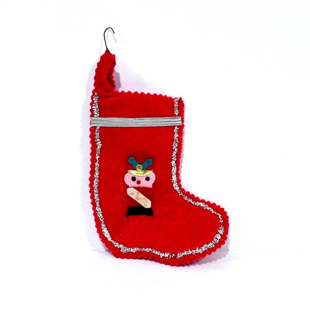Vintage Felt Stocking Ornament w/ Toy Soldier